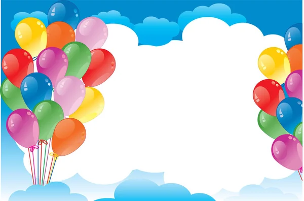 Ballons Colorés Ciel Avec Nuages — Image vectorielle