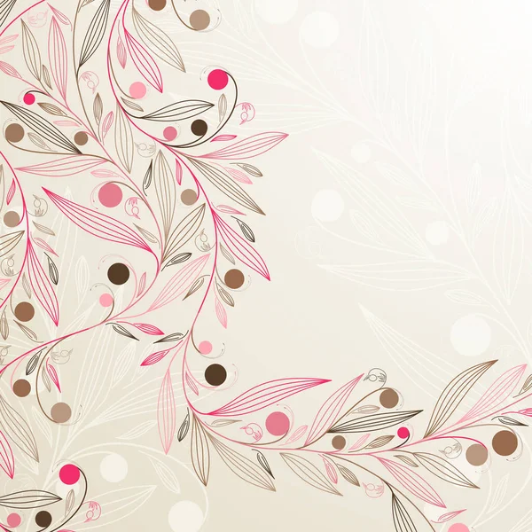 具有粉红色和棕色元素的花背 — 图库矢量图片