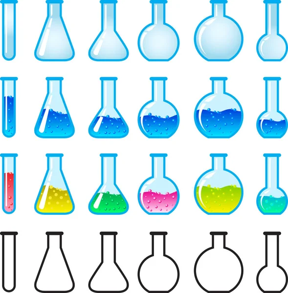 Renkli laboratuvar cam tüpleri. vektör illüstrasyonu