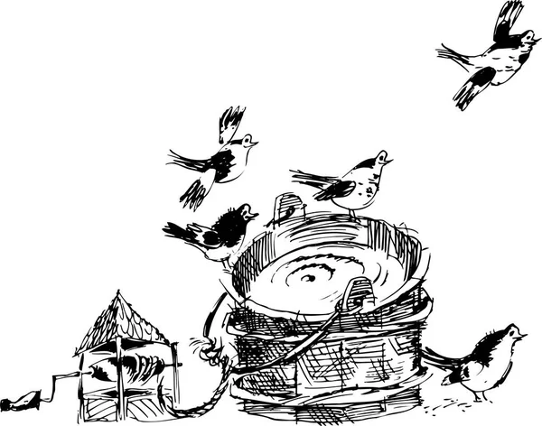 Uccelli Vettoriale Illustrazione Sfondo — Vettoriale Stock