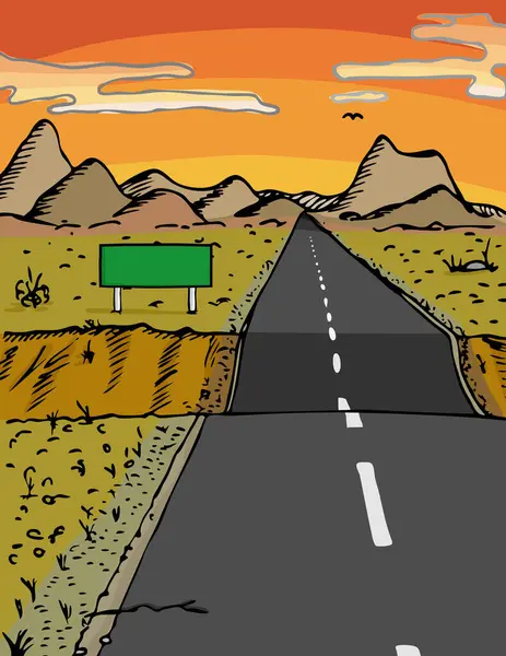 Route Avec Une Montagne — Image vectorielle