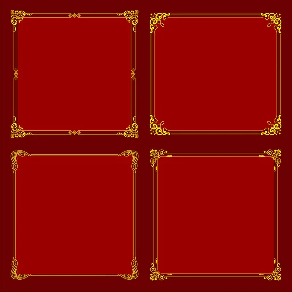 Ensemble Cadres Vintage Rouge — Image vectorielle