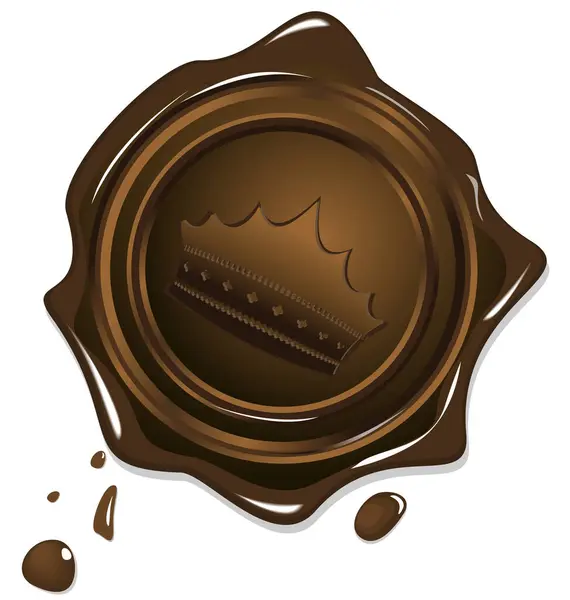 Sello Chocolate Con Corona Sobre Fondo Blanco — Vector de stock