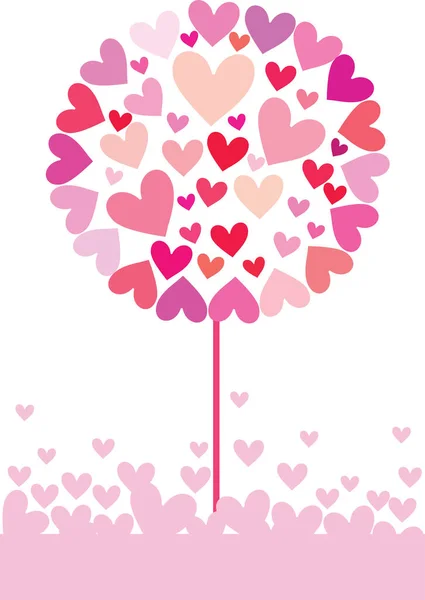 Carte Saint Valentin Avec Arbre Coeurs — Image vectorielle