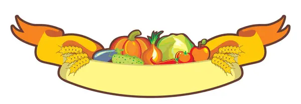 Vector Ilustración Plato Con Frutas Verduras — Vector de stock