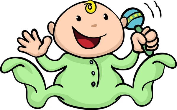 Vektor Illustration Eines Glücklichen Cartoon Babys Mit Schnuller — Stockvektor