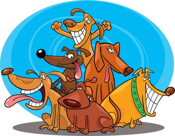 Illustrazione Vettoriale Cani Cartone Animato — Vettoriale Stock