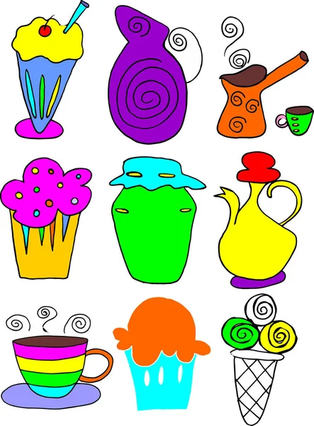 Set Van Verschillende Kleurrijke Doodle Snoepjes — Stockvector