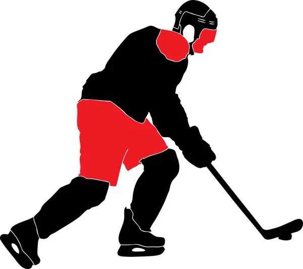 Hockeyspieler Silhouette Vektorillustration — Stockvektor