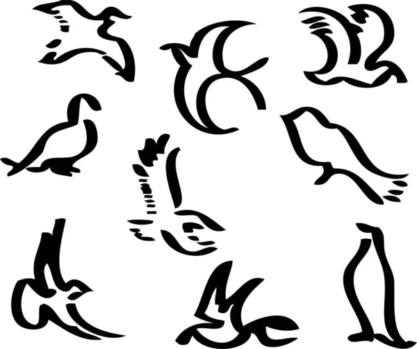 Vector Set Birds — Stock Vector