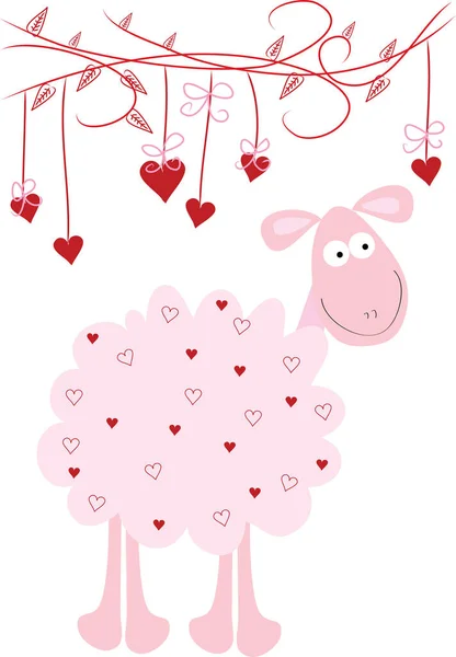 Cute Sheep Hearts — Stock Vector