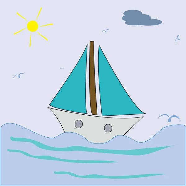 Segelbåt Havet — Stock vektor