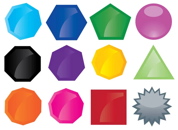 Set Colorful Crystals Vector Simple Design — Stock Vector