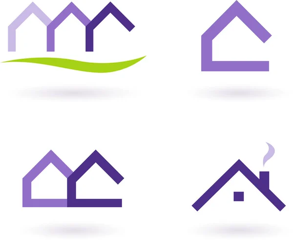 Huizen Pictogrammen Logo Templates Vector Illustratie Ontwerp — Stockvector
