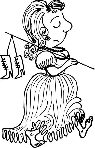 Vector Drawing Cartoon Character Woman — Stock Vector