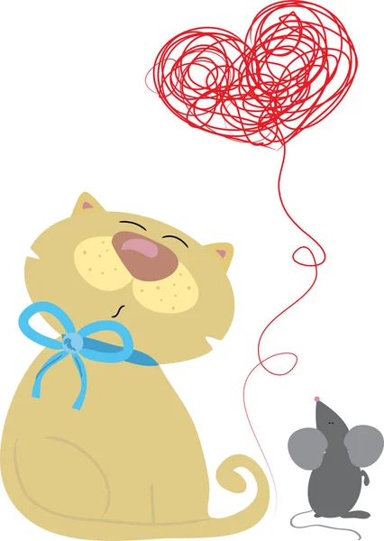带气球的卡通老鼠和猫 — 图库矢量图片