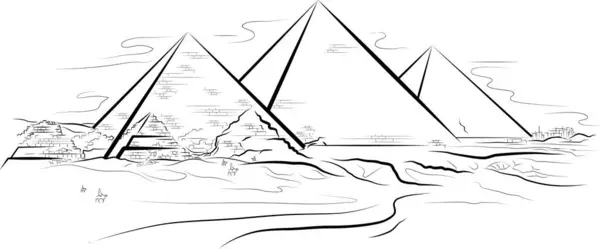 Vektor Illustration Antika Egypt Pyramider — Stock vektor