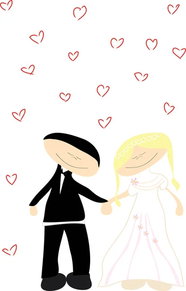 Carte Jour Mariage Avec Mariée Marié Dans Amour Vecteur — Image vectorielle