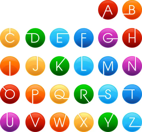 Kleurrijke Alfabet Witte Achtergrond Vector Illustratie — Stockvector