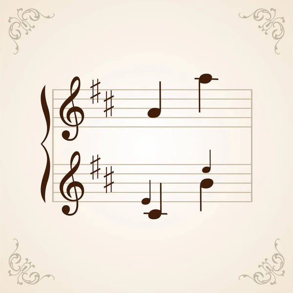 Notas Musicales Con Una Clave Ilustración Vectorial — Vector de stock