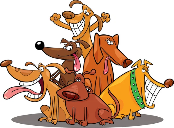 Gruppo Cani Del Fumetto Illustrazione Vettoriale — Vettoriale Stock