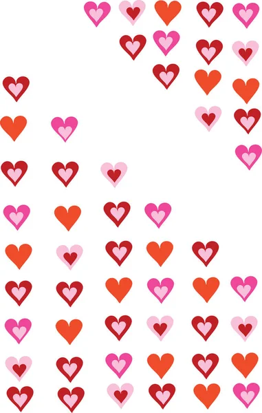 Alla Hjärtans Dag Röda Hjärtan Gratulationskort Vektor Bakgrund — Stock vektor