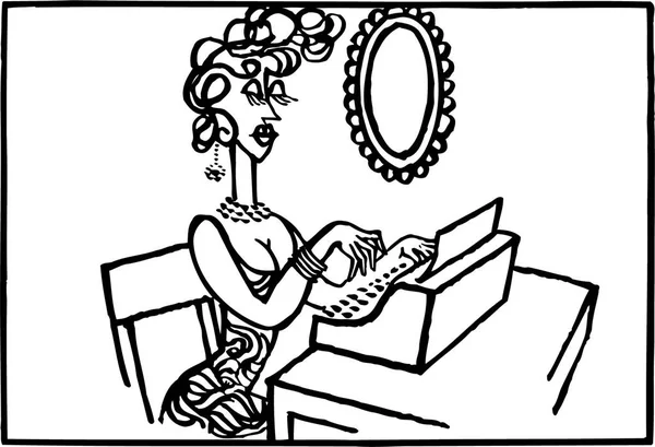 Mujer Con Máquina Escribir Oficina — Archivo Imágenes Vectoriales