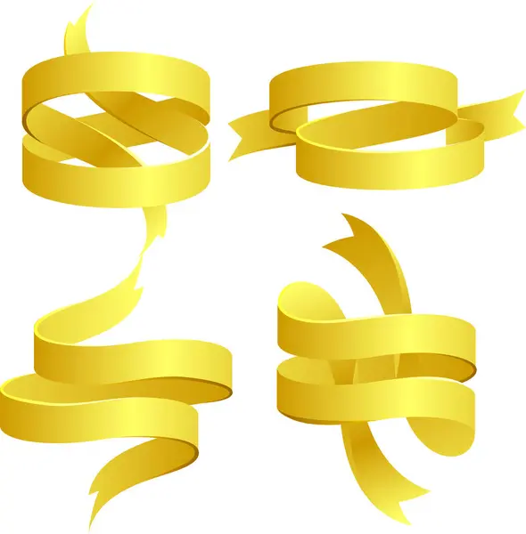 Set Golden Ribbons Vector — Stock Vector