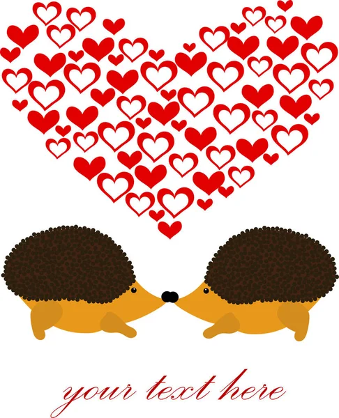 Tarjeta Del Día San Valentín Con Erizos Lindos Amor — Archivo Imágenes Vectoriales