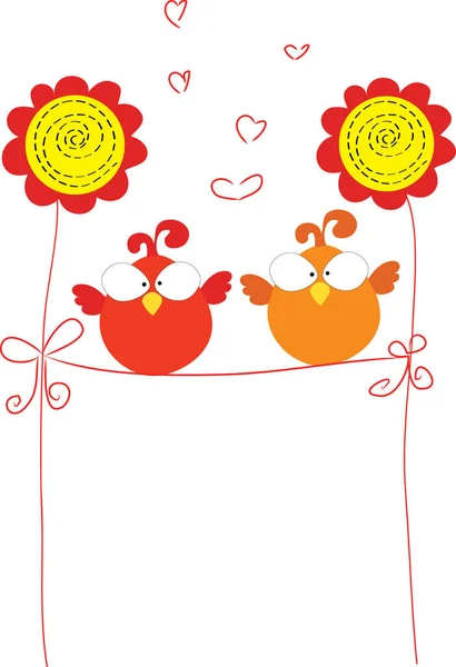 Tarjeta Día San Valentín Con Personajes Dibujos Animados Lindo Pájaro — Archivo Imágenes Vectoriales