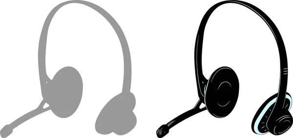 Vector Set Headphones White Background — Stock Vector