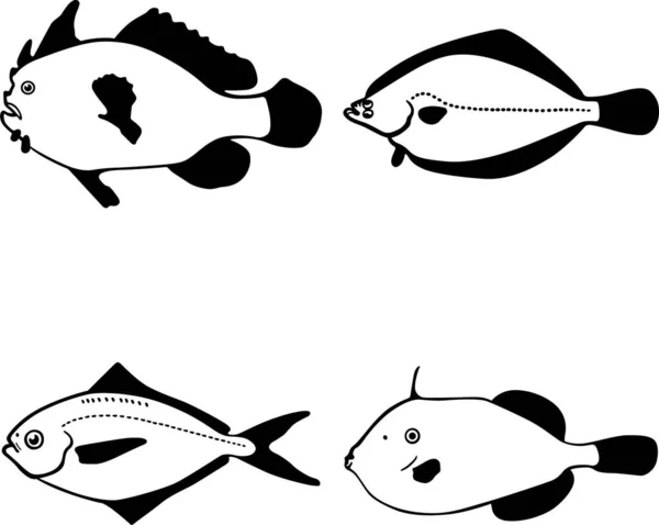 Ilustracja Wektorowa Ikon Ryb — Wektor stockowy