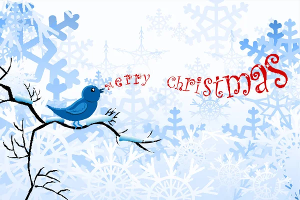 有鸟类和雪花的圣诞背景 — 图库矢量图片
