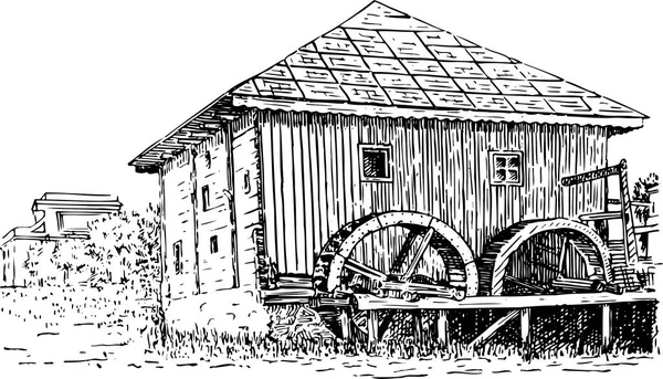 Starý Dřevěný Dům Webová Ilustrace — Stockový vektor