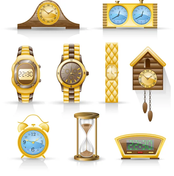 Collection Different Clocks — Stock Vector