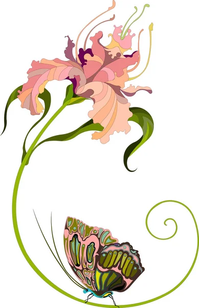 Διανυσματική Απεικόνιση Ενός Όμορφου Λουλουδιού Πεταλούδα — Διανυσματικό Αρχείο