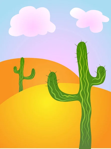 Cactos Deserto Ilustração Web — Vetor de Stock