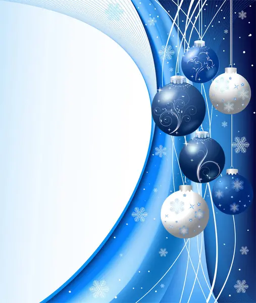 Abstrato Fundo Natal Com Bolas Azuis Brancas —  Vetores de Stock