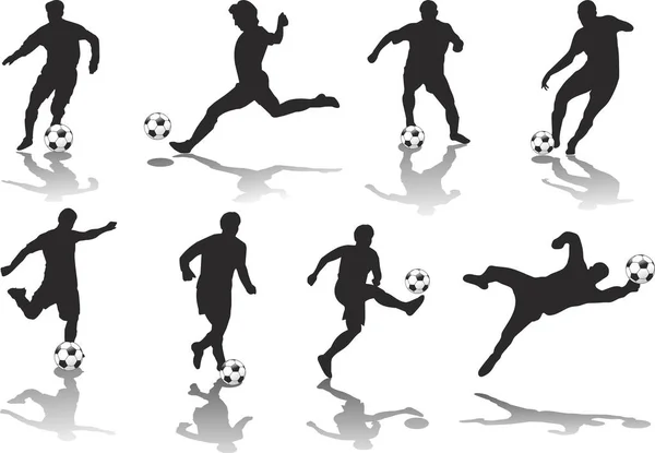 Silhouettes Ποδοσφαίρου Διανυσματική Απεικόνιση — Διανυσματικό Αρχείο