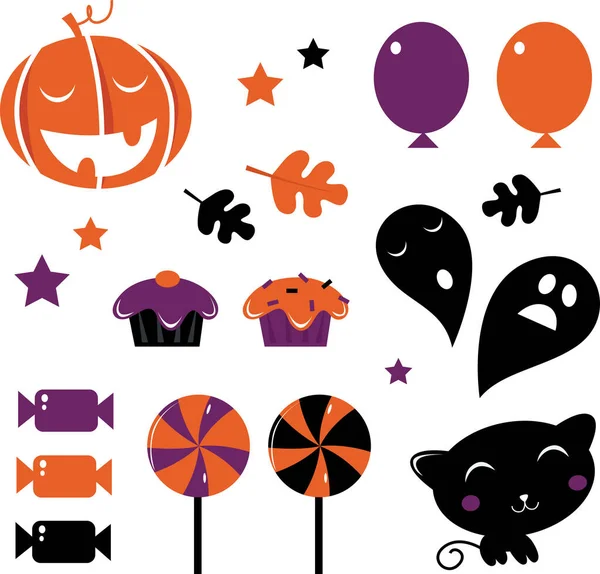 Conjunto Halloween Para Niños Ilustración Vectorial — Archivo Imágenes Vectoriales