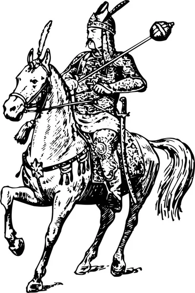 Vector Drawing Medieval Knight — Stock Vector