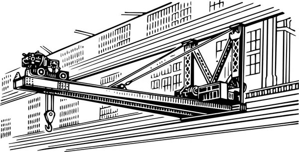 Vector Drawing Sketch Crane — Stock Vector