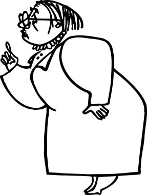 Yaşlı bir kadının karikatür çizimi 