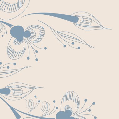 Çiçeksel elementlerle dekoratif arka plan, vektör illüstrasyonu  