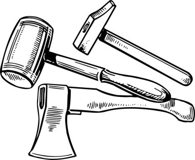 çekiçlerin ahşap çizimi