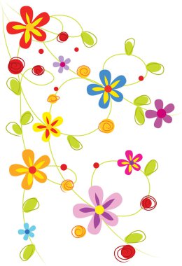 Çiçeksel elementlerle dekoratif arka plan, vektör illüstrasyonu    