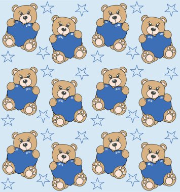 Oyuncak ayının pürüzsüz deseni. vektör illüstrasyonu.