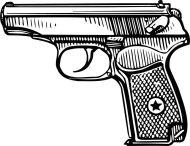 Silah vektör illüstrasyonunun siyah ve beyaz