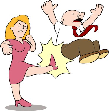 Çizgi film çifti tartışıyor. vektör illüstrasyonu