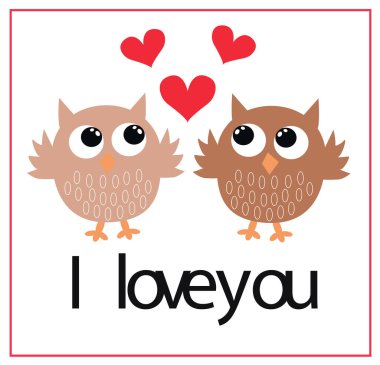 Sevimli baykuşlar, aşk konsepti, sevgililer günü kartı. vektör illüstrasyonu